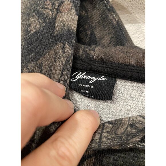 YoungLA Hunting Season Hoodie Womens XXS XS Camouflage Camo Pullover Distressed - Picture 3 of 5